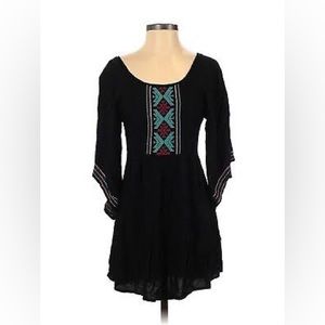 ROXY Aztec Print Black Babydoll Dress S